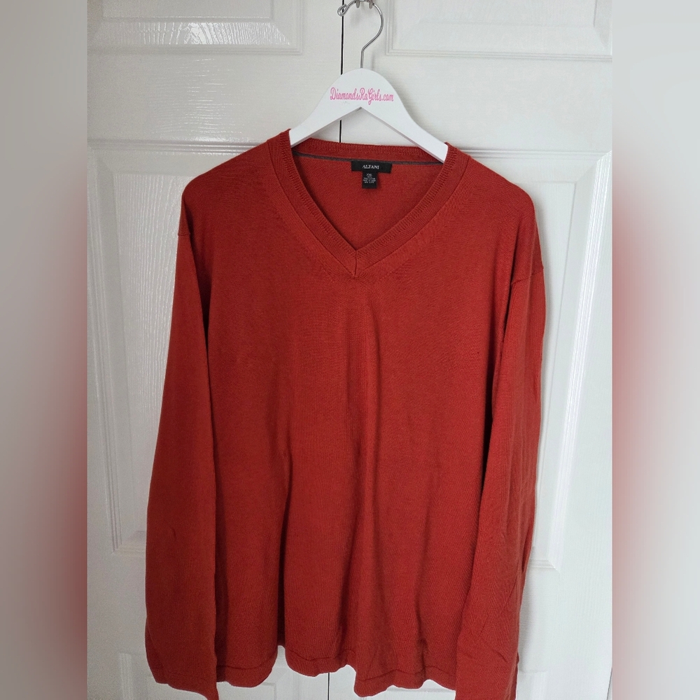 ALFANI Men's V-Neck Sweater Rust Big & Tall XXL NWOT